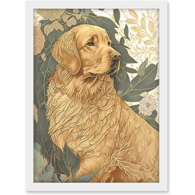 Artery8 Golden Retriever Dog in Nature Soft Pastel Colour Illustration Artwork Framed A3 Wall Art Print Artery8 Golden Retriever Dog in Nature Soft Pastel Colour Illustration Artwork Framed A3 Wall Art Print