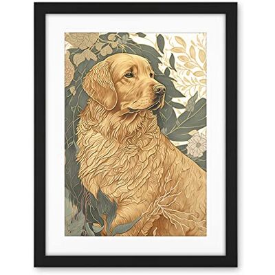 Artery8 Golden Retriever Dog in Nature Soft Pastel Colour Illustration Artwork Framed Wall Art Print 18X24 Inch Artery8 Golden Retriever Dog in Nature Soft Pastel Colour Illustration Artwork Framed Wall Art Print 18X24 Inch