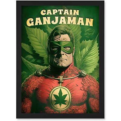 Artery8 Captain Ganjaman Joint Super Hero Weed Poster Weird Decor Artwork Framed Wall Art Print A4 Artery8 Captain Ganjaman Joint Super Hero Weed Poster Weird Decor Artwork Framed Wall Art Print A4