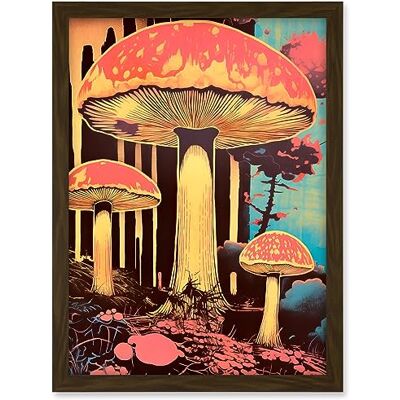 Artery8 Red Mushroom Fungi Pink Blue Bright Psychedelic Nature Kitchen Artwork Framed A3 Wall Art Print Artery8 Red Mushroom Fungi Pink Blue Bright Psychedelic Nature Kitchen Artwork Framed A3 Wall Art Print