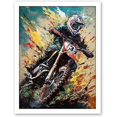 Artery8 Motocross Race Sport Driver Action Shot Painting Artwork Framed Wall Art Print 18X24 Inch Artery8 Motocross Race Sport Driver Action Shot Painting Artwork Framed Wall Art Print 18X24 Inch