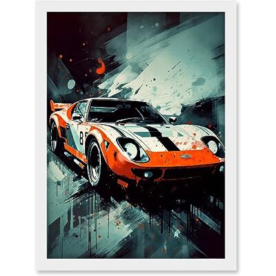 Artery8 Sports Car Racing Oil Painting Sports Supercar Driving Orange Gift for Him Artwork Framed A3 Wall Art Print Artery8 Sports Car Racing Oil Painting Sports Supercar Driving Orange Gift for Him Artwork Framed A3 Wall Art Print