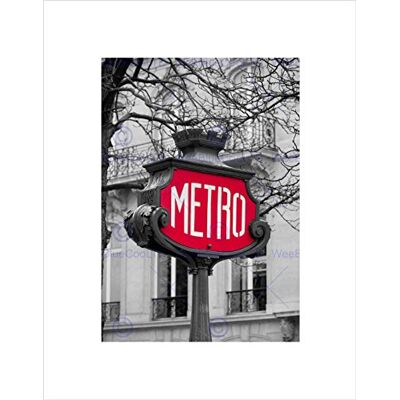 Wee Blue Coo Photo Landmark Composition Retro Metro Sign Paris France Wall Art Print Wee Blue Coo Photo Landmark Composition Retro Metro Sign Paris France Wall Art Print