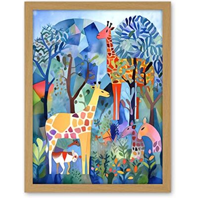 Artery8 Grazing Animals Folk Art Watercolour Painting Artwork Framed Wall Art Print 18X24 Inch Artery8 Grazing Animals Folk Art Watercolour Painting Artwork Framed Wall Art Print 18X24 Inch