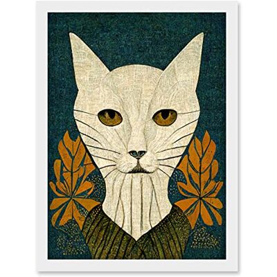 Artery8 - Elegant Cat Illustration - William Morris - Wall Art Artery8 - Elegant Cat Illustration - William Morris - Wall Art