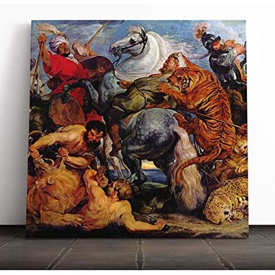 Big Box Art Canvas Print Wall Art Peter Paul Rubens Tiger Hunt Mounted and Stretched Box Frame Picture Home Decor for Kitchen, Living, Dining Room, Bedroom, Hallway, Muli-Colour, 14x14 Inch Big Box Art Canvas Print Wall Art Peter Paul Rubens Tiger Hunt Mounted and Stretched Box Frame Picture Home Decor for Kitchen, Living, Dining Room, Bedroom, Hallway, Muli-Colour, 14x14 Inch