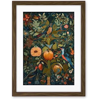 Artery8 Birds on Blooming Peach Tree in Modern Folk Art Artwork Framed Wall Art Print 18X24 Inch Artery8 Birds on Blooming Peach Tree in Modern Folk Art Artwork Framed Wall Art Print 18X24 Inch