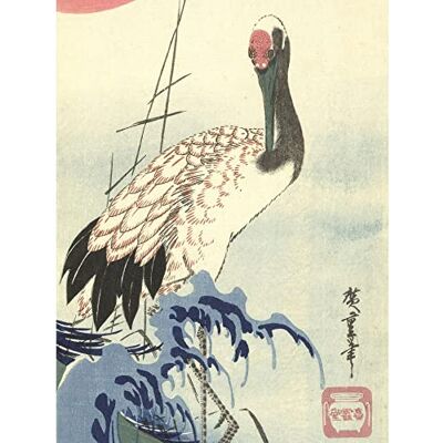 Artery8 Hiroshige Common Crane Rising Sun Japanese Nature Large XL Wall Art Canvas Print Artery8 Hiroshige Common Crane Rising Sun Japanese Nature Large XL Wall Art Canvas Print