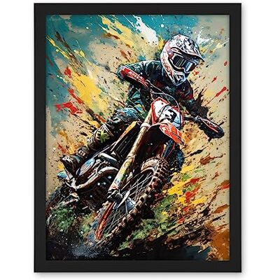 Artery8 Motocross Race Sport Driver Action Shot Painting Artwork Framed Wall Art Print 18X24 Inch Artery8 Motocross Race Sport Driver Action Shot Painting Artwork Framed Wall Art Print 18X24 Inch