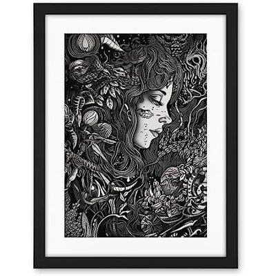 Artery8 Nature Goddess Black and White Modern Illustration Artwork Framed Wall Art Print 18X24 Inch Artery8 Nature Goddess Black and White Modern Illustration Artwork Framed Wall Art Print 18X24 Inch