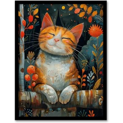 Artery8 Happy Ginger Tabby in Nature Cat Lover Painting For Living Room Artwork Framed Wall Art Print 18X24 Inch Artery8 Happy Ginger Tabby in Nature Cat Lover Painting For Living Room Artwork Framed Wall Art Print 18X24 Inch