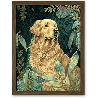 Artery8 Golden Retriever Dog in Nature Modern Watercolour Illustration Artwork Framed Wall Art Print 18X24 Inch Artery8 Golden Retriever Dog in Nature Modern Watercolour Illustration Artwork Framed Wall Art Print 18X24 Inch