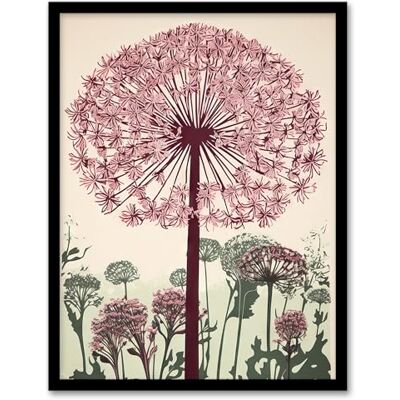 Artery8 Allium Flower Blooms Linocut Painting Pink Green Wildflower Spring Field Nature Colourful Bright Floral Modern Artwork Artwork Framed Wall Art Print A4 Artery8 Allium Flower Blooms Linocut Painting Pink Green Wildflower Spring Field Nature Colourful Bright Floral Modern Artwork Artwork Framed Wall Art Print A4