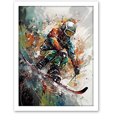 Artery8 Skier Skiing Winter Sport Paint Splat Painting Artwork Framed Wall Art Print 18X24 Inch Artery8 Skier Skiing Winter Sport Paint Splat Painting Artwork Framed Wall Art Print 18X24 Inch