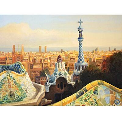 Fine Art Prints Park Guell Painting Barcelona Art Print Canvas Premium Wall Decor Poster,30.48 x 40.64 cms Fine Art Prints Park Guell Painting Barcelona Art Print Canvas Premium Wall Decor Poster,30.48 x 40.64 cms