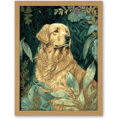 Artery8 Golden Retriever Dog in Nature Modern Watercolour Illustration Artwork Framed Wall Art Print 18X24 Inch Artery8 Golden Retriever Dog in Nature Modern Watercolour Illustration Artwork Framed Wall Art Print 18X24 Inch
