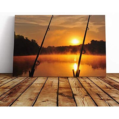Big Box Art Dawn Fishing Rods Forest and Lake Canvas Print Gallery Wrapped 30mm Frame Wall Art 30x20 inches Ready to Hang Modern Landscape Picture Living Room Bedroom Lounge Office Big Box Art Dawn Fishing Rods Forest and Lake Canvas Print Gallery Wrapped 30mm Frame Wall Art 30x20 inches Ready to Hang Modern Landscape Picture Living Room Bedroom Lounge Office