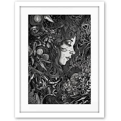 Artery8 Nature Goddess Black and White Modern Illustration Artwork Framed Wall Art Print 18X24 Inch Artery8 Nature Goddess Black and White Modern Illustration Artwork Framed Wall Art Print 18X24 Inch