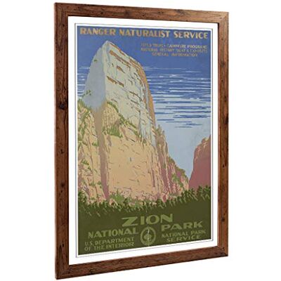 Big Box Art Framed Print of Vintage WPA Poster Zion National Park Design Wall Art Picture Home Decor for Kitchen, Living Room, Bedroom, Hallway, Walnut, A2 / 24.5x18 Inch / 62x45cm Big Box Art Framed Print of Vintage WPA Poster Zion National Park Design Wall Art Picture Home Decor for Kitchen, Living Room, Bedroom, Hallway, Walnut, A2 / 24.5x18 Inch / 62x45cm