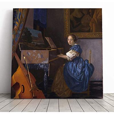 Big Box Art Canvas Print Wall Art Johannes Vermeer Playing an Instrument Mounted & Stretched Box Frame Picture Home Decor for Kitchen, Living Room, Bedroom, Hallway, Muli-Colour, 14x14 Inch Big Box Art Canvas Print Wall Art Johannes Vermeer Playing an Instrument Mounted & Stretched Box Frame Picture Home Decor for Kitchen, Living Room, Bedroom, Hallway, Muli-Colour, 14x14 Inch