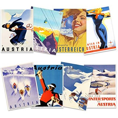 Wee Blue Coo Austria Skiing Travel Winter Sport Snow Alps Unframed Wall Art Print Poster Home Decor Premium Pack of 8 Wee Blue Coo Austria Skiing Travel Winter Sport Snow Alps Unframed Wall Art Print Poster Home Decor Premium Pack of 8