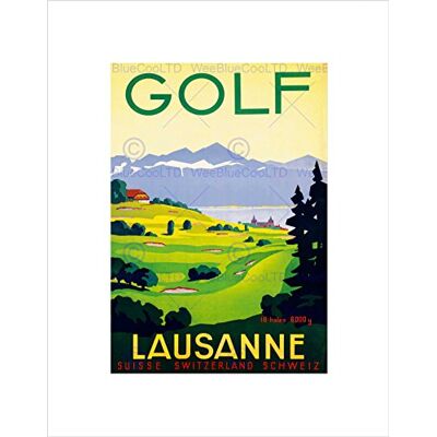 Wee Blue Coo TRAVEL SPORT GOLF LAUSANNE SWISS RESORT ALPINE FAIRWAY FRAMED ART PRINT B12X6531 Wee Blue Coo TRAVEL SPORT GOLF LAUSANNE SWISS RESORT ALPINE FAIRWAY FRAMED ART PRINT B12X6531