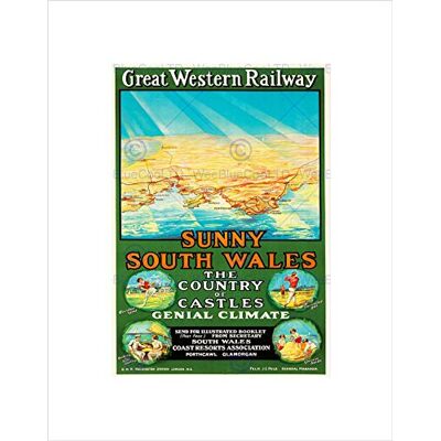 Wee Blue Coo Travel Tourism Gwr Railway Wales Sport Fun Sun Map Wall Art Print Wee Blue Coo Travel Tourism Gwr Railway Wales Sport Fun Sun Map Wall Art Print