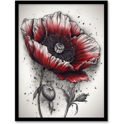 Artery8 Remembrance Day Poppy Flower Detailed Coloured Pencil Drawing Red Grey WWI Memorial Symbol Nature Colourful Bright Floral Modern Artwork Artwork Framed Wall Art Print 18X24 Inch Artery8 Remembrance Day Poppy Flower Detailed Coloured Pencil Drawing Red Grey WWI Memorial Symbol Nature Colourful Bright Floral Modern Artwork Artwork Framed Wall Art Print 18X24 Inch