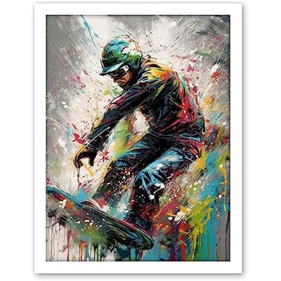 Artery8 Snowboarding Extreme Sport Athlete Paint Splat Artwork Framed Wall Art Print 18X24 Inch Artery8 Snowboarding Extreme Sport Athlete Paint Splat Artwork Framed Wall Art Print 18X24 Inch