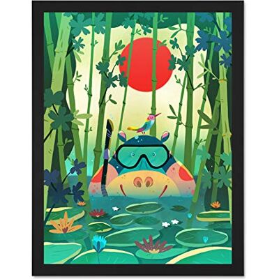 Wee Blue Coo Jungle Animals Hippo Wall Large Framed Art Print Poster Wall Decor 18x24 inch Wee Blue Coo Jungle Animals Hippo Wall Large Framed Art Print Poster Wall Decor 18x24 inch