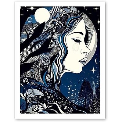 Artery8 New Moon Goddess Winter Moonlit Witchy Forest Starry Night Mother Nature Boho Patterns Artwork Framed Wall Art Print 18X24 Inch Artery8 New Moon Goddess Winter Moonlit Witchy Forest Starry Night Mother Nature Boho Patterns Artwork Framed Wall Art Print 18X24 Inch
