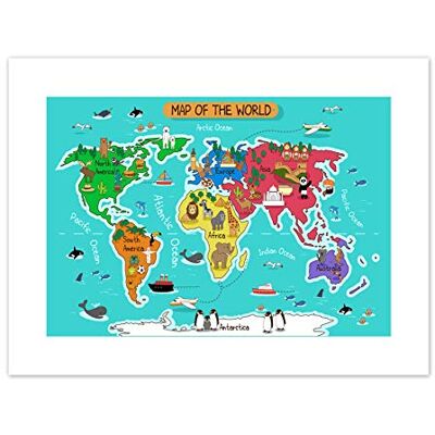 Fine Art Prints World Map With Landmarks And Animals Art Print Canvas Premium Wall Decor Poster Fine Art Prints World Map With Landmarks And Animals Art Print Canvas Premium Wall Decor Poster