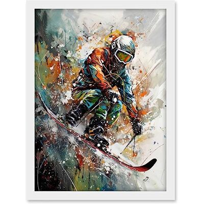 Artery8 Skier Skiing Winter Sport Paint Splat Painting Artwork Framed A3 Wall Art Print Artery8 Skier Skiing Winter Sport Paint Splat Painting Artwork Framed A3 Wall Art Print