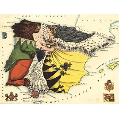 Fine Art Prints Lancaster 1869 Pictorial Map Spain Portugal Bear Lady Premium Wall Art Canvas Print 18X24 Inch Fine Art Prints Lancaster 1869 Pictorial Map Spain Portugal Bear Lady Premium Wall Art Canvas Print 18X24 Inch