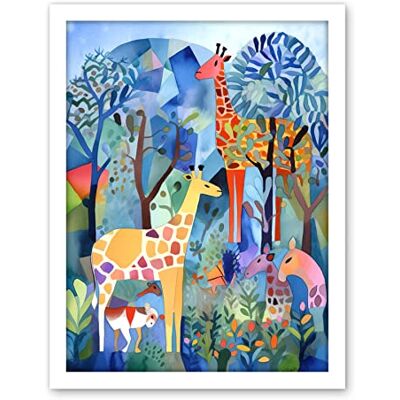 Artery8 Grazing Animals Folk Art Watercolour Painting Artwork Framed Wall Art Print 18X24 Inch Artery8 Grazing Animals Folk Art Watercolour Painting Artwork Framed Wall Art Print 18X24 Inch
