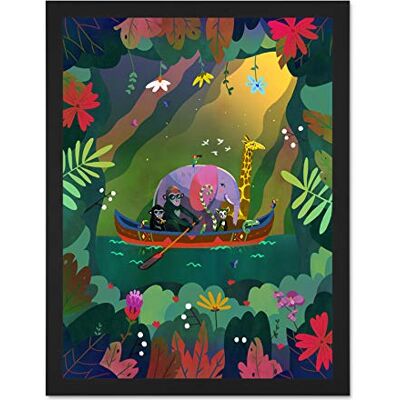 Wee Blue Coo Jungle Girls Canoe Animals Wall Large Framed Art Print Poster Wall Decor 18x24 inch Wee Blue Coo Jungle Girls Canoe Animals Wall Large Framed Art Print Poster Wall Decor 18x24 inch