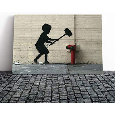 Big Box Art Banksy Fire Hydrant Graffiti Wall Art Canvas Print Gallery Wrapped 30mm Frame Wall Decor 20x14 inches Ready to Hang Pop Art Picture Living Room Bedroom Lounge Office Big Box Art Banksy Fire Hydrant Graffiti Wall Art Canvas Print Gallery Wrapped 30mm Frame Wall Decor 20x14 inches Ready to Hang Pop Art Picture Living Room Bedroom Lounge Office