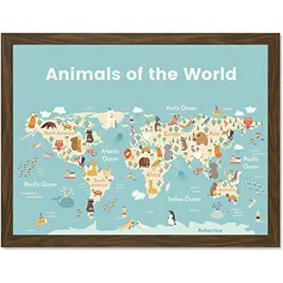 Fine Art Prints Animals Of The World Map Large Framed Art Print Wall Poster 18x24 inch Fine Art Prints Animals Of The World Map Large Framed Art Print Wall Poster 18x24 inch