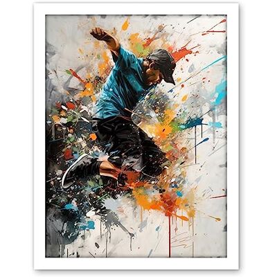 Artery8 Parkour Jump Urban Sport Paint Splat Action Shot Artwork Framed Wall Art Print 18X24 Inch Artery8 Parkour Jump Urban Sport Paint Splat Action Shot Artwork Framed Wall Art Print 18X24 Inch