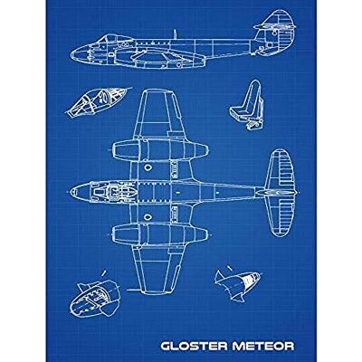 Artery8 Gloster Meteor British Jet Fighter Blueprint Plan Art Print Canvas Premium Wall Decor Poster Mural Artery8 Gloster Meteor British Jet Fighter Blueprint Plan Art Print Canvas Premium Wall Decor Poster Mural