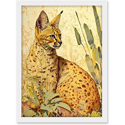 Artery8 Serval Cat in Nature Detailed Watercolour and Ink Bright Illustration Artwork Framed A3 Wall Art Print Artery8 Serval Cat in Nature Detailed Watercolour and Ink Bright Illustration Artwork Framed A3 Wall Art Print