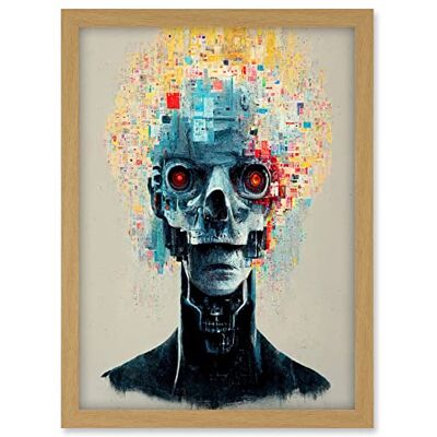 Doppelganger33 LTD Android Cyborg AI Skull With Infrared Eyes Artwork Framed A3 Wall Art Print Doppelganger33 LTD Android Cyborg AI Skull With Infrared Eyes Artwork Framed A3 Wall Art Print