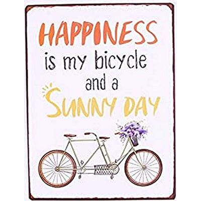 Lafinesse Decorative Hanging Painted Metal Wall Plaque/Sign " Happiness is my bicycle and a sunny day Lafinesse Decorative Hanging Painted Metal Wall Plaque/Sign " Happiness is my bicycle and a sunny day