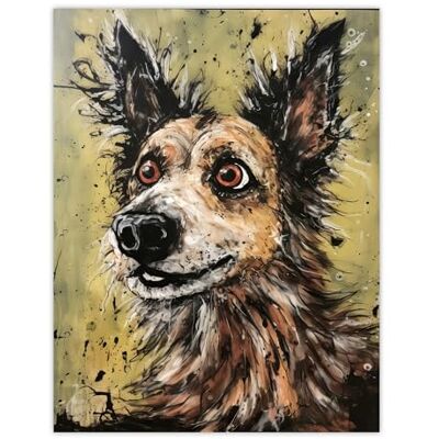 Artery8 Daisy Hears The Door Artwork Fun Dog Painting By Tom Jones Extra Large XL Wall Art Poster Print Artery8 Daisy Hears The Door Artwork Fun Dog Painting By Tom Jones Extra Large XL Wall Art Poster Print