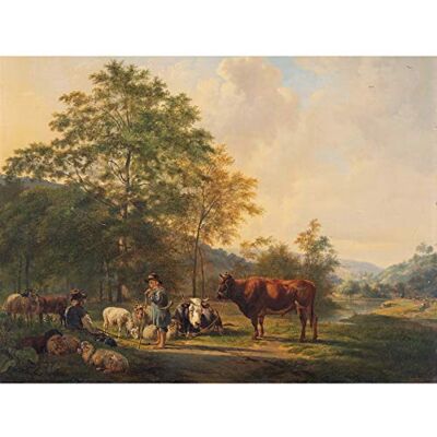 Artery8 Van Os Hilly Landscape Shepherd Cattle Painting Premium Wall Art Canvas Print 18X24 Inch Artery8 Van Os Hilly Landscape Shepherd Cattle Painting Premium Wall Art Canvas Print 18X24 Inch