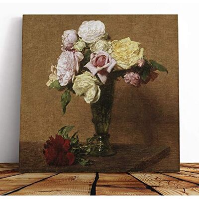 Big Box Art Canvas Print Wall Art Henri Fantin-Latour Roses in a Fluted Vase Mounted & Stretched Box Frame Picture Home Decor for Kitchen, Living Room, Bedroom, Hallway, Multi-Colour, 20x20 Inch Big Box Art Canvas Print Wall Art Henri Fantin-Latour Roses in a Fluted Vase Mounted & Stretched Box Frame Picture Home Decor for Kitchen, Living Room, Bedroom, Hallway, Multi-Colour, 20x20 Inch