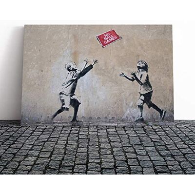 Big Box Art Banksy No Ball Games Graffiti Wall Art Canvas Print Gallery Wrapped 30mm Frame Wall Decor 20x14 inches Ready to Hang Pop Art Picture Living Room Bedroom Lounge Office Big Box Art Banksy No Ball Games Graffiti Wall Art Canvas Print Gallery Wrapped 30mm Frame Wall Decor 20x14 inches Ready to Hang Pop Art Picture Living Room Bedroom Lounge Office