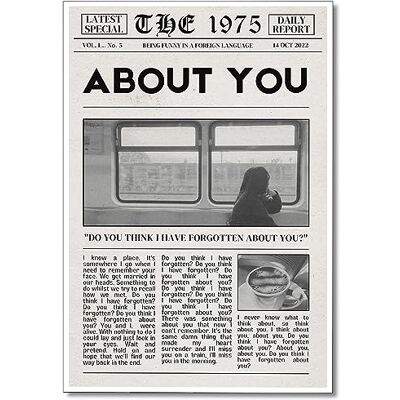 XMJJQQ Vintage The 1975 Canvas Wall Art Healy Music Being Funny in a Foreign Language Poster For Room Aesthetic Black White Song Lyric About You Wall Decor Newspaper Print For Bedroom 12x16in Unframed XMJJQQ Vintage The 1975 Canvas Wall Art Healy Music Being Funny in a Foreign Language Poster For Room Aesthetic Black White Song Lyric About You Wall Decor Newspaper Print For Bedroom 12x16in Unframed