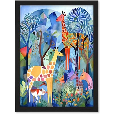 Artery8 Grazing Animals Folk Art Watercolour Painting Artwork Framed A3 Wall Art Print Artery8 Grazing Animals Folk Art Watercolour Painting Artwork Framed A3 Wall Art Print