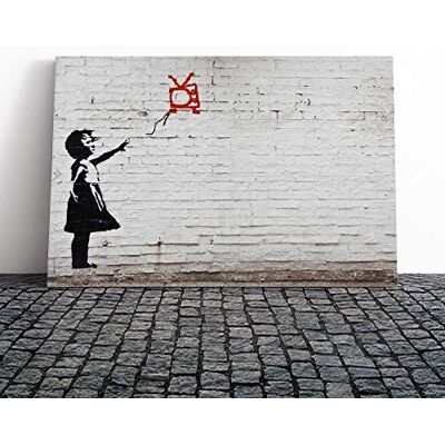 Big Box Art Banksy Girl with Red Balloon TV Graffiti Wall Art Canvas Print Gallery Wrapped 30mm Frame Wall Decor 24x16 inches Ready to Hang Pop Art People Picture Living Room Bedroom Lounge Office Big Box Art Banksy Girl with Red Balloon TV Graffiti Wall Art Canvas Print Gallery Wrapped 30mm Frame Wall Decor 24x16 inches Ready to Hang Pop Art People Picture Living Room Bedroom Lounge Office